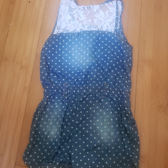 Girls 3T U.S. Polo Assn Polka Dot Shorts Romper - Picture 3 of 3